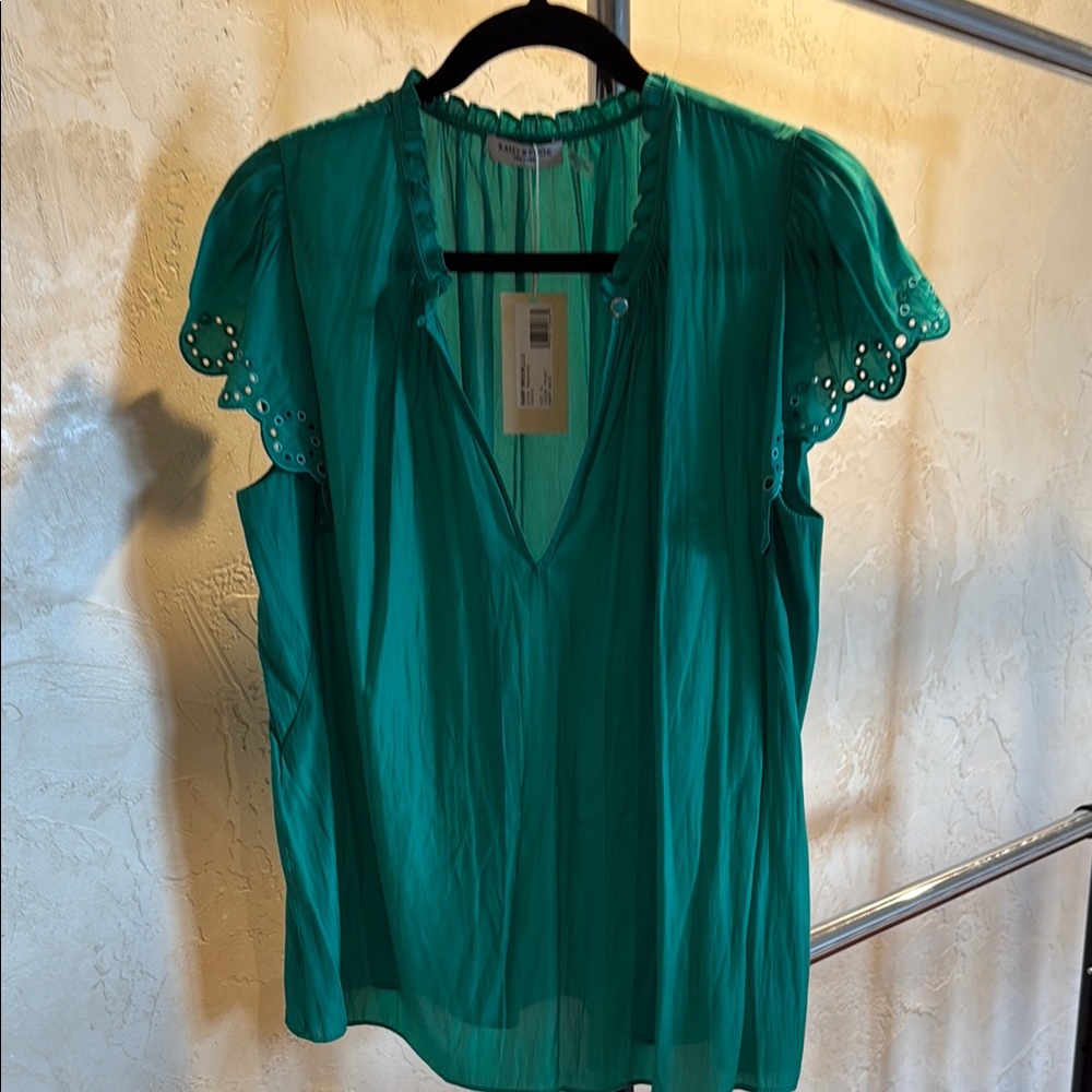Ramy brooks green hermine blouse NWT size XL